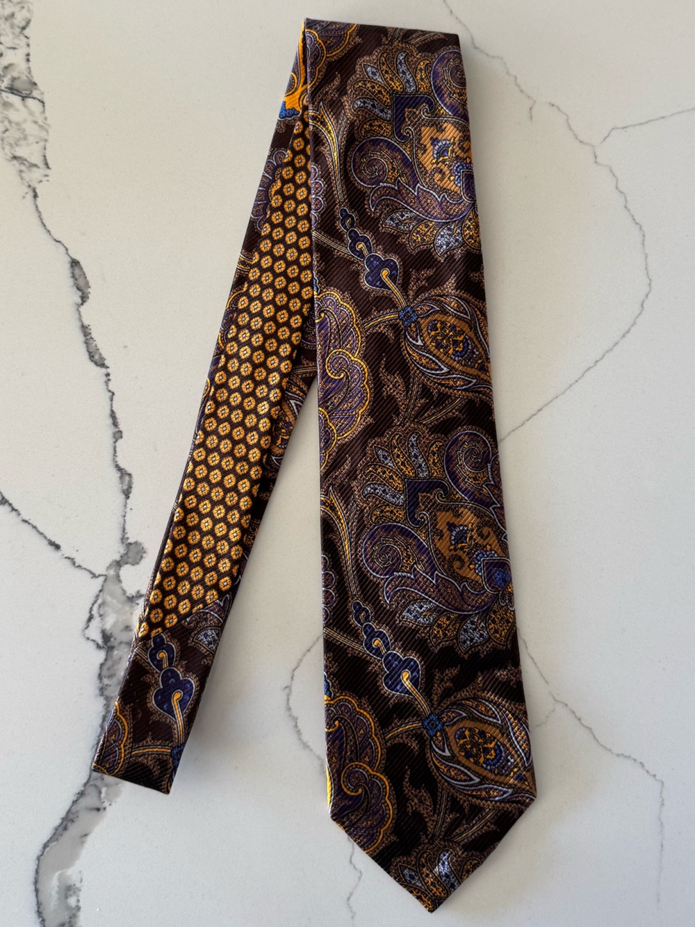 Like New Robert Talbott Seven Fold Brown & Gold Paisley Silk Tie Numbered 17/40